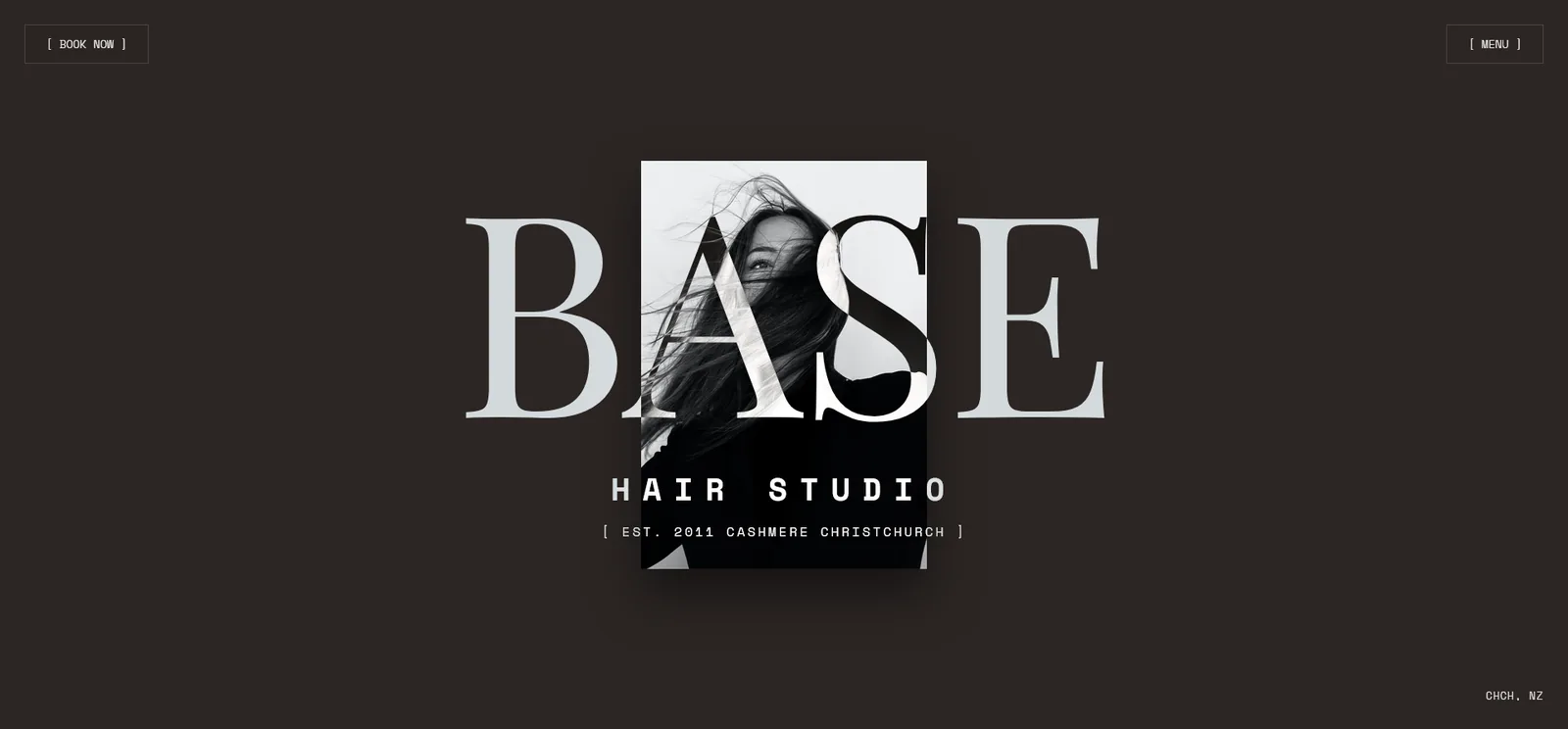 Base Hair Studio website — desktop